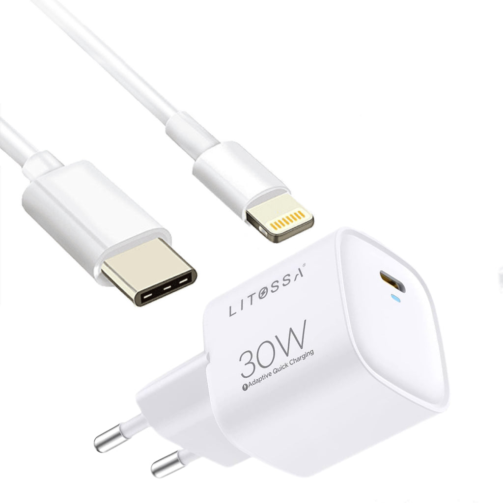 PD 30W Charger CON CAVO Type-C TO Lighting