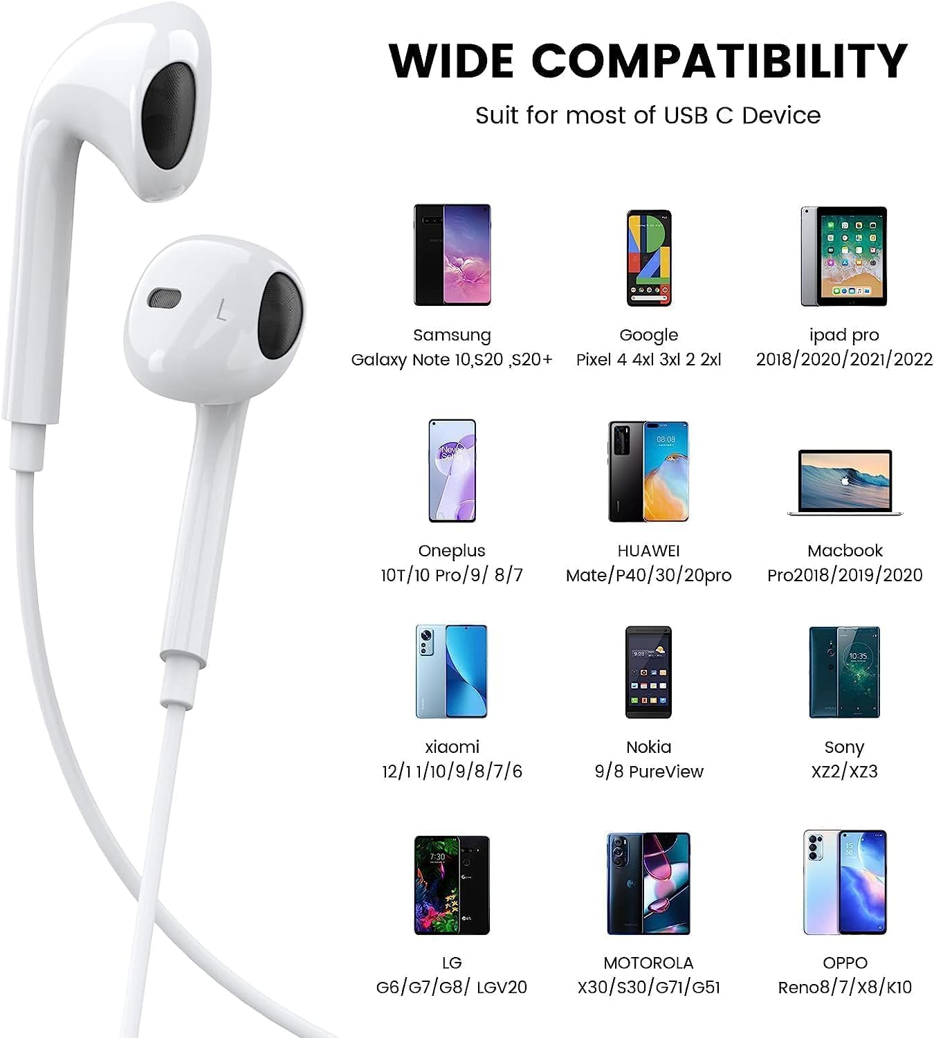 Cuffie USB C, Cuffie Type C Hi-Fi Stereo Con Microfono Auricolari USB Type C In-