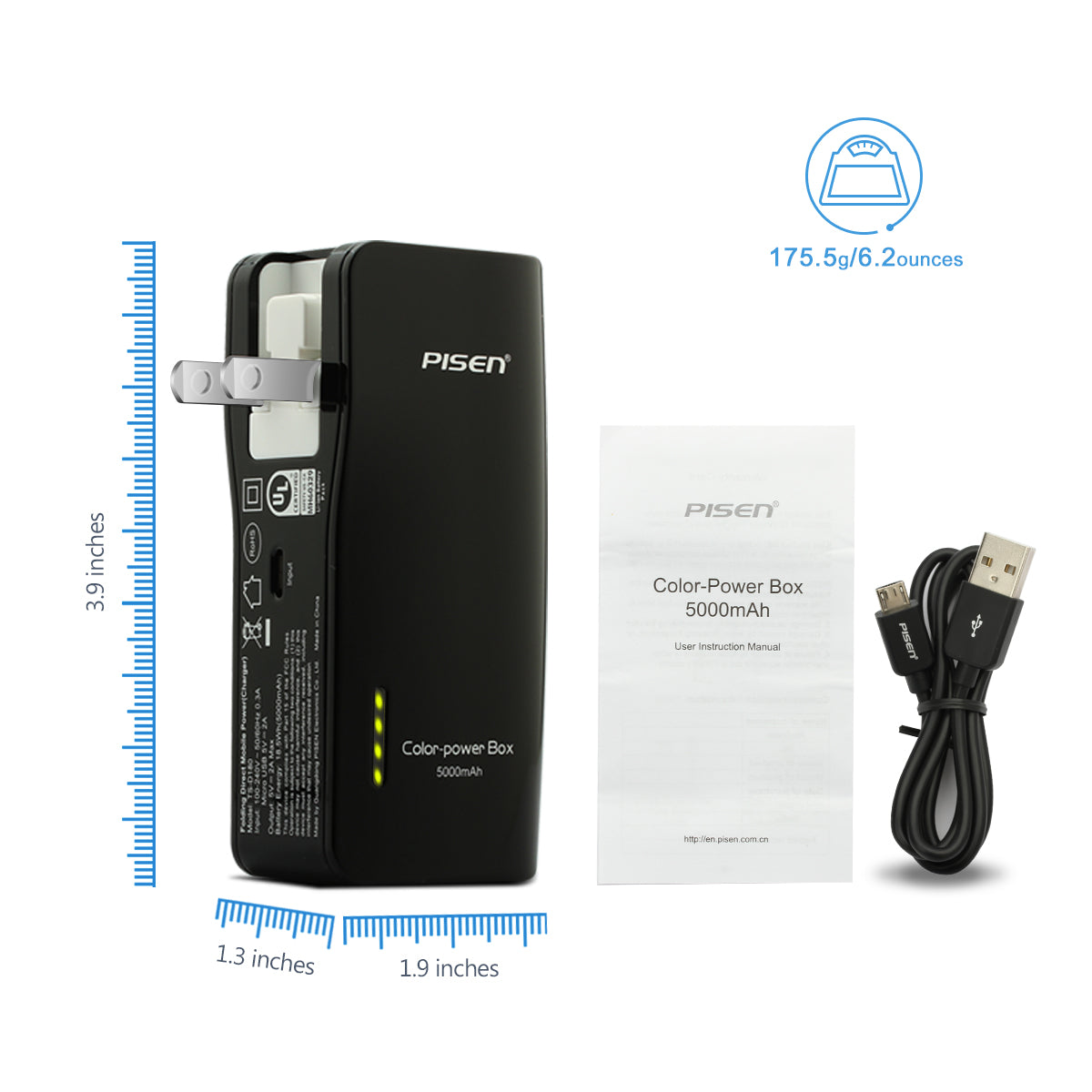 Pisen TS-D180 便携式充电器 5000mah 移动电源 USB
