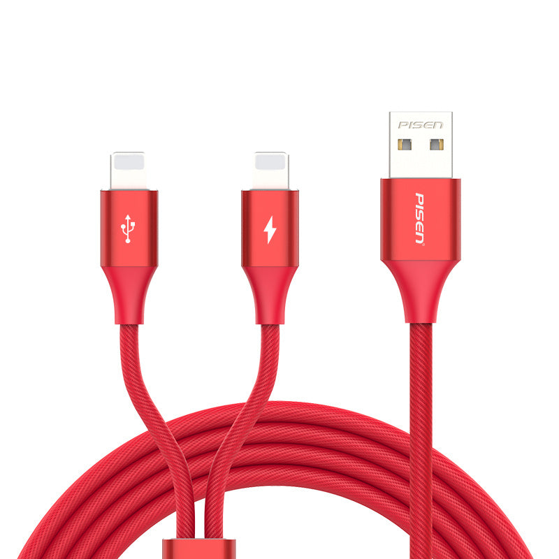 PISEN Duo Lightning 数据线 铝编织线 适用于 iPhone 5/5s/6/6s/7/8/X … 1.2M