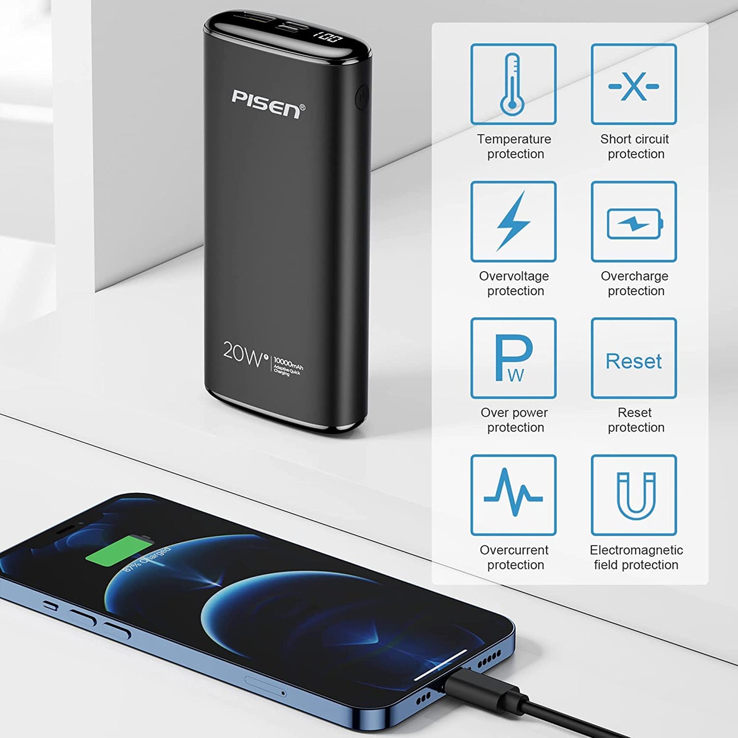 品胜 数显移动电源 20W 10000mAh