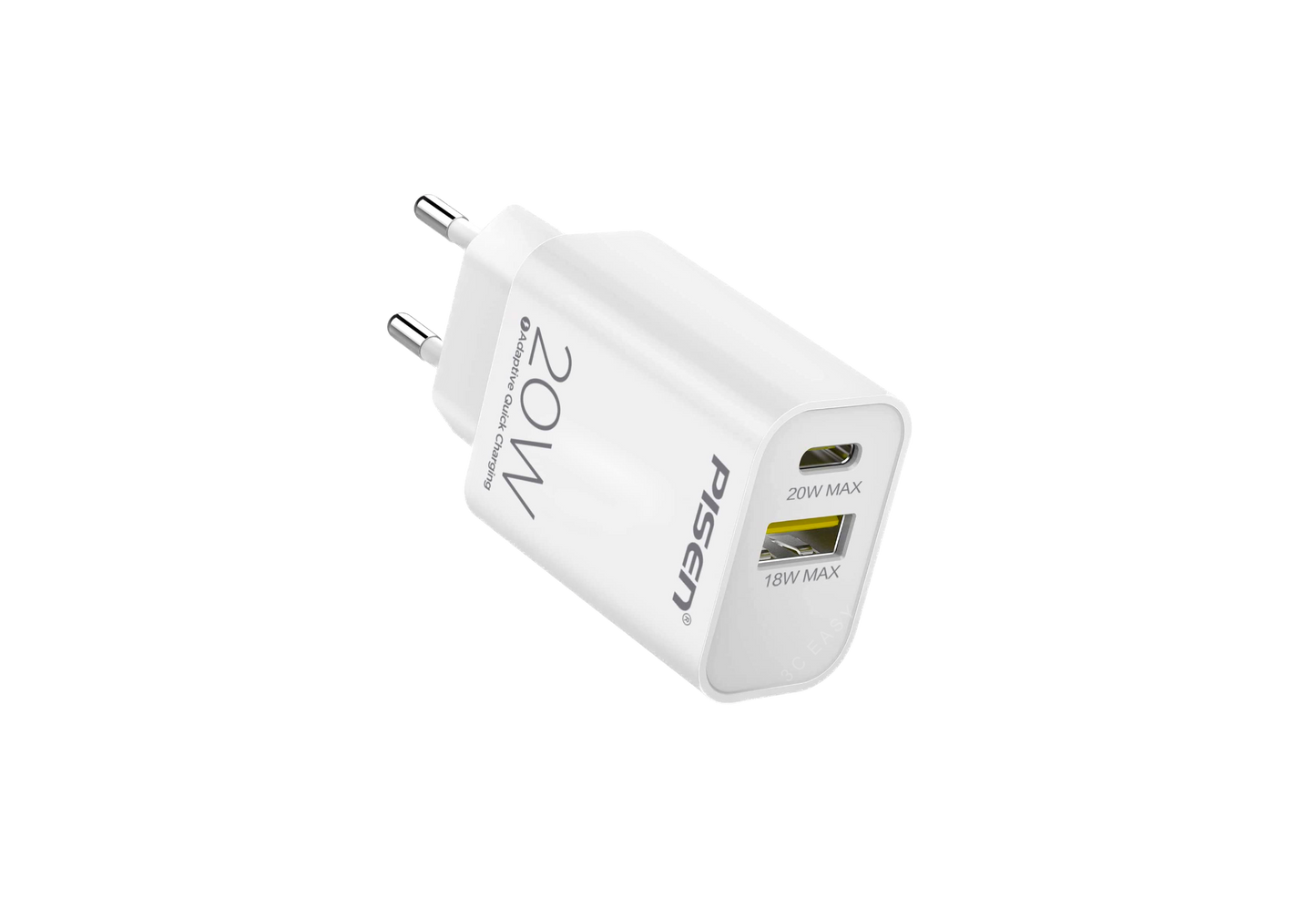 PISEN USB 和 USB-C PD 壁式充电器 18W