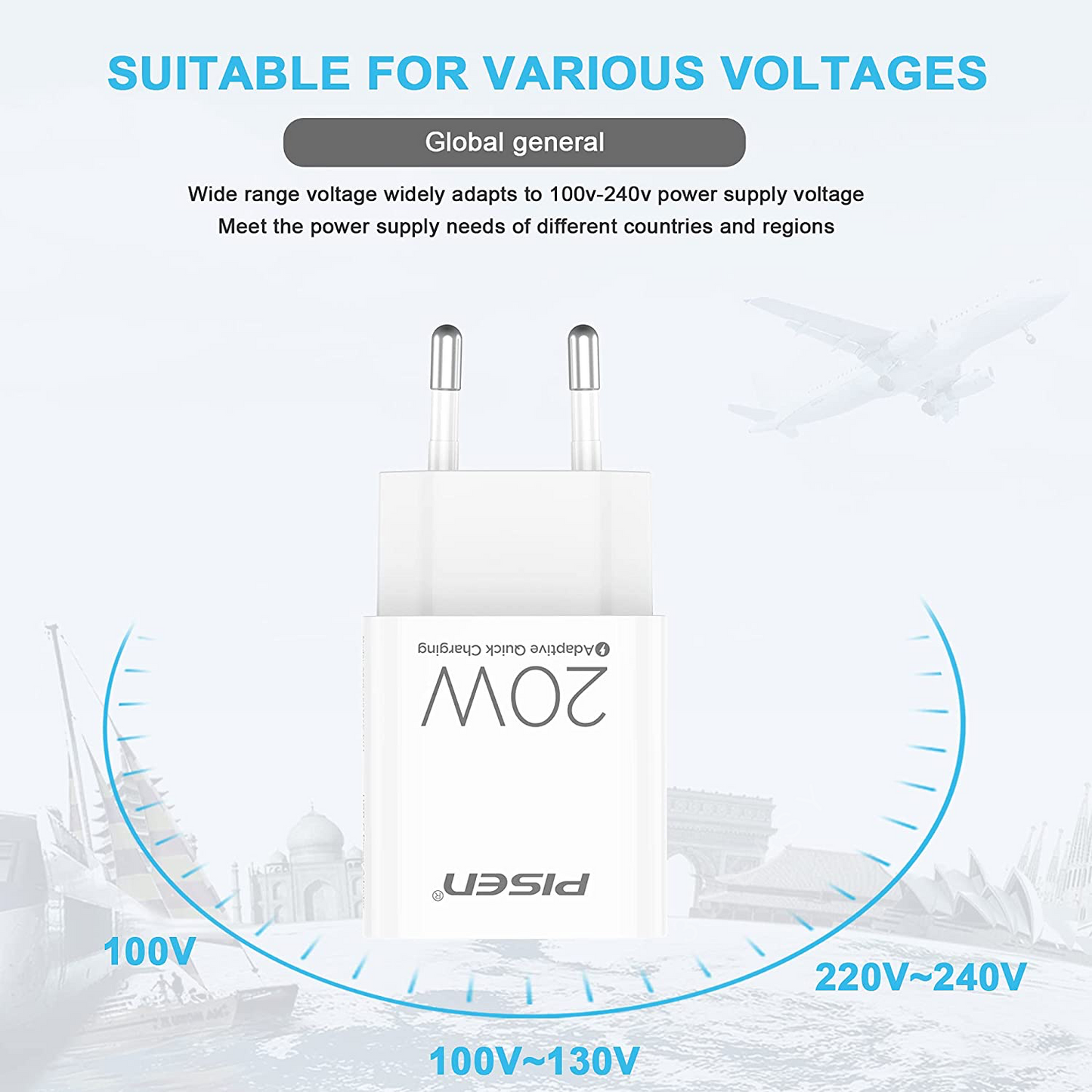 PISEN USB-C PD 壁式充电器 20W