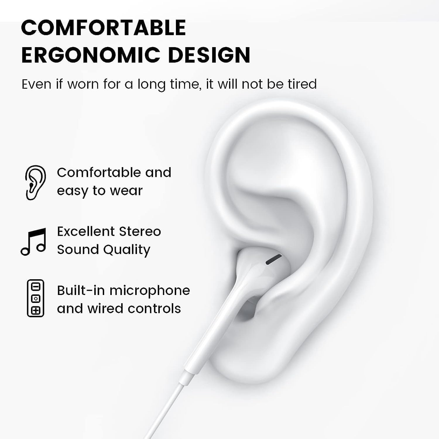 Cuffie per Iphone, Cuffie In-Ear Iphone Con Filo Hi-Fi Stereo Auricolari senza collegare con Bluetooth